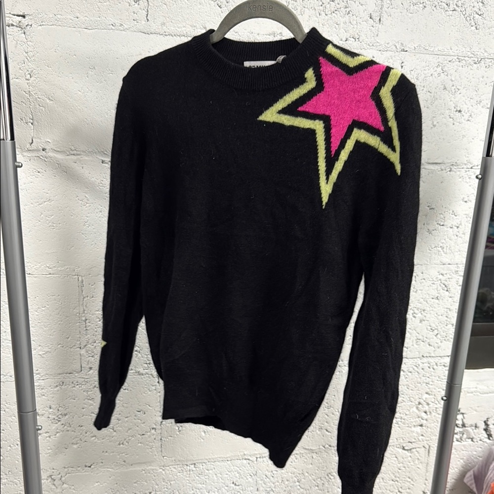 27 Miles Malibu Black Sweater with Pink and Yellow Star